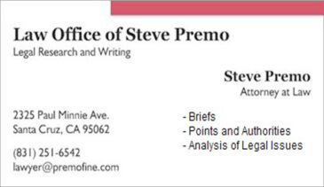 Law Office of Steve Premo, Legal Research and Writing, Steve Premo, Attorney at Law